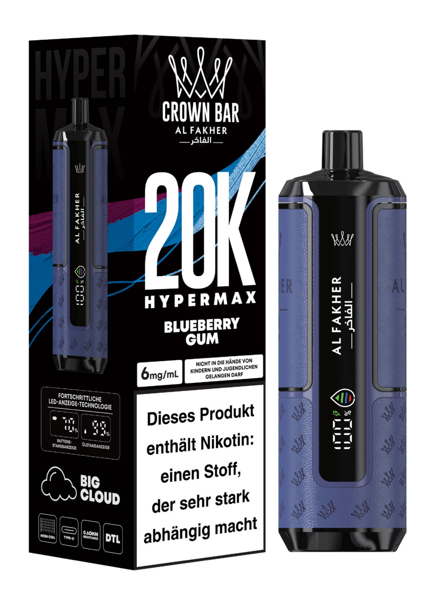AL FAKHER - HyperMax - 20.000 Züge - Blueberry Gum