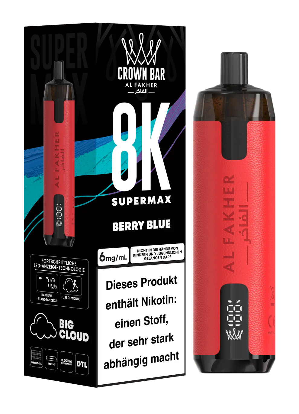 AL FAKHER - SuperMax - 8.000 Züge - Berry Blue