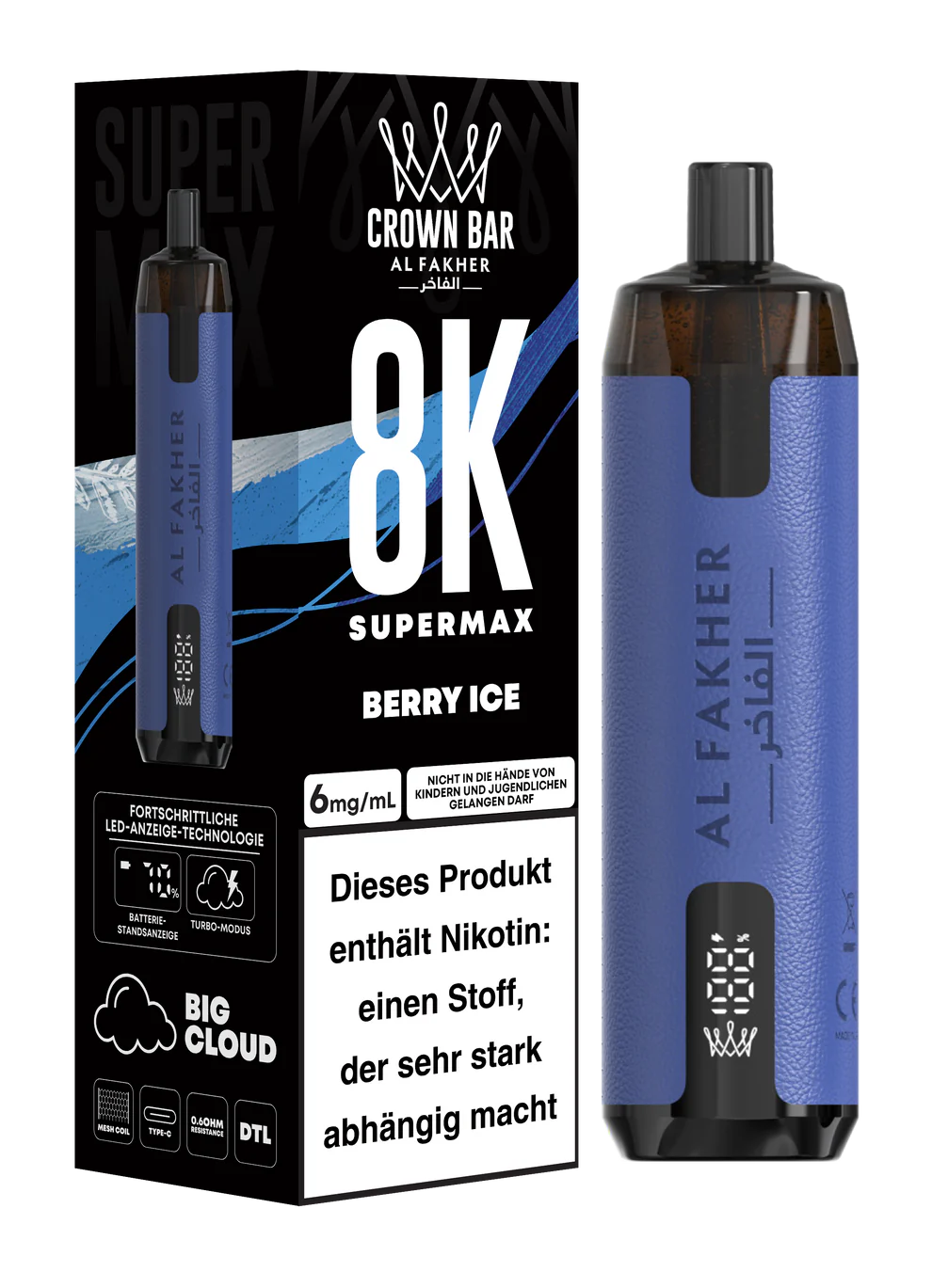 AL FAKHER - SuperMax - 8.000 Züge - Berry Ice