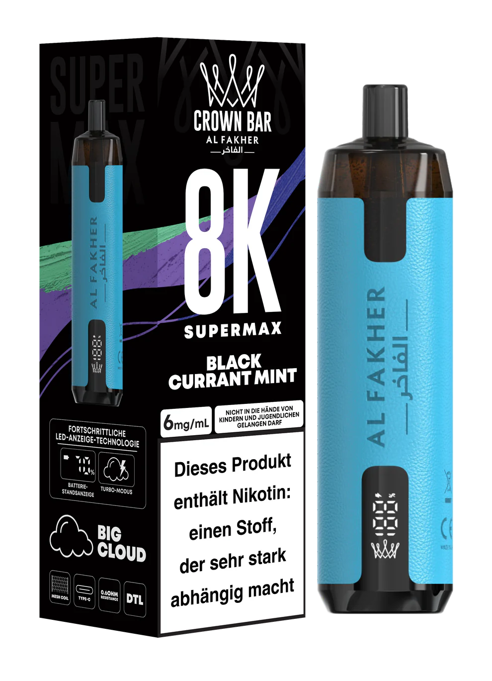 AL FAKHER - SuperMax - 8.000 Züge - Blackcurrant Mint