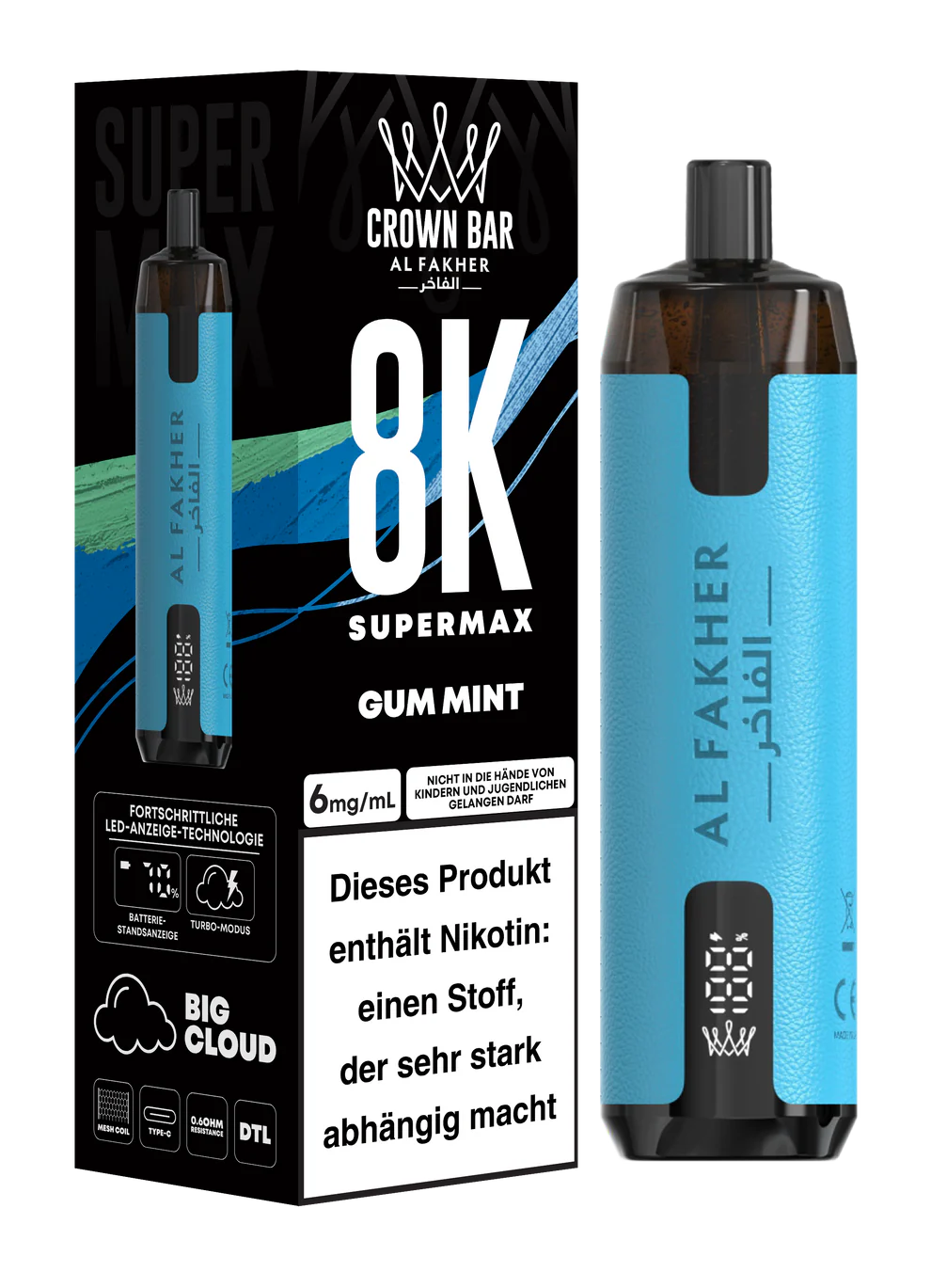 AL FAKHER - SuperMax - 8.000 Züge - Gum Mint