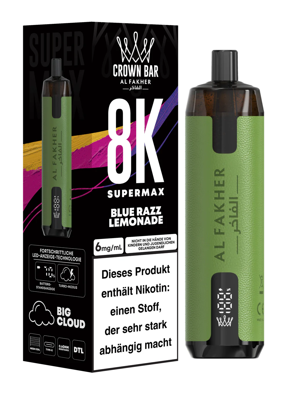 AL FAKHER - SuperMax - 8.000 Züge - Blue Razz Lemonade