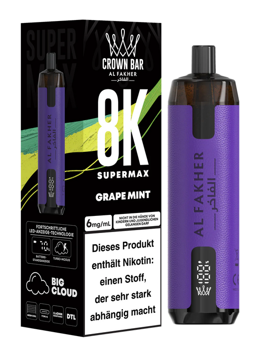 AL FAKHER - SuperMax - 8.000 Züge - Grape Mint