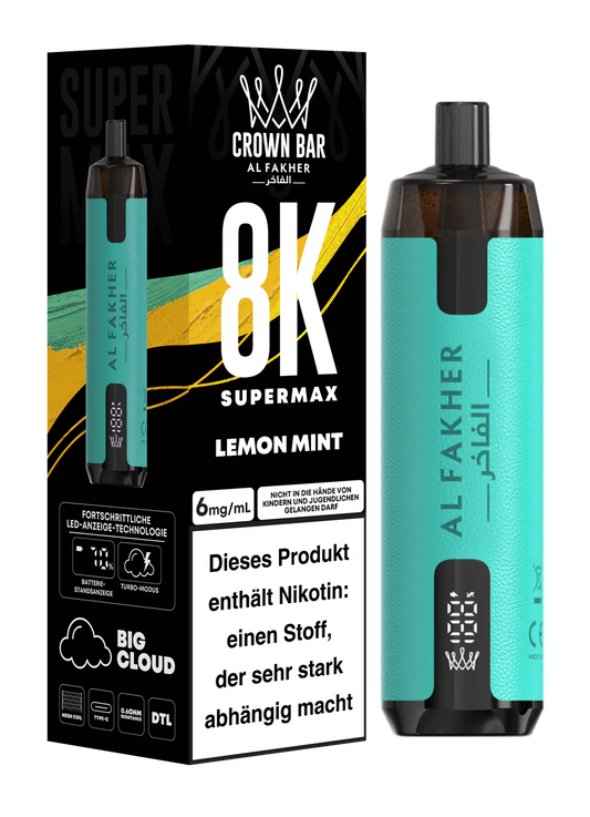 AL FAKHER - SuperMax - 8.000 Züge - Lemon Mint