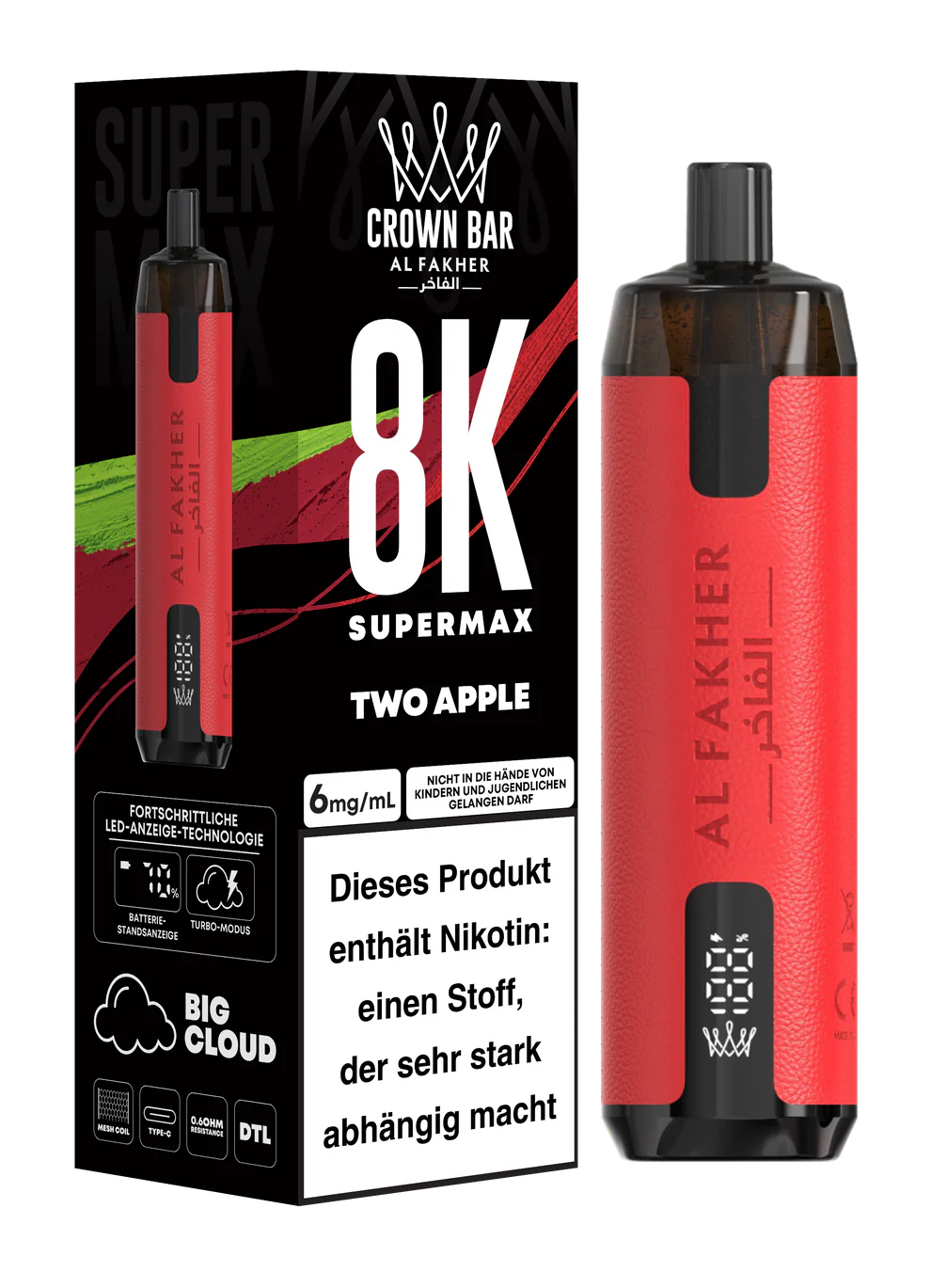 AL FAKHER - SuperMax - 8.000 Züge - Doppelapfel